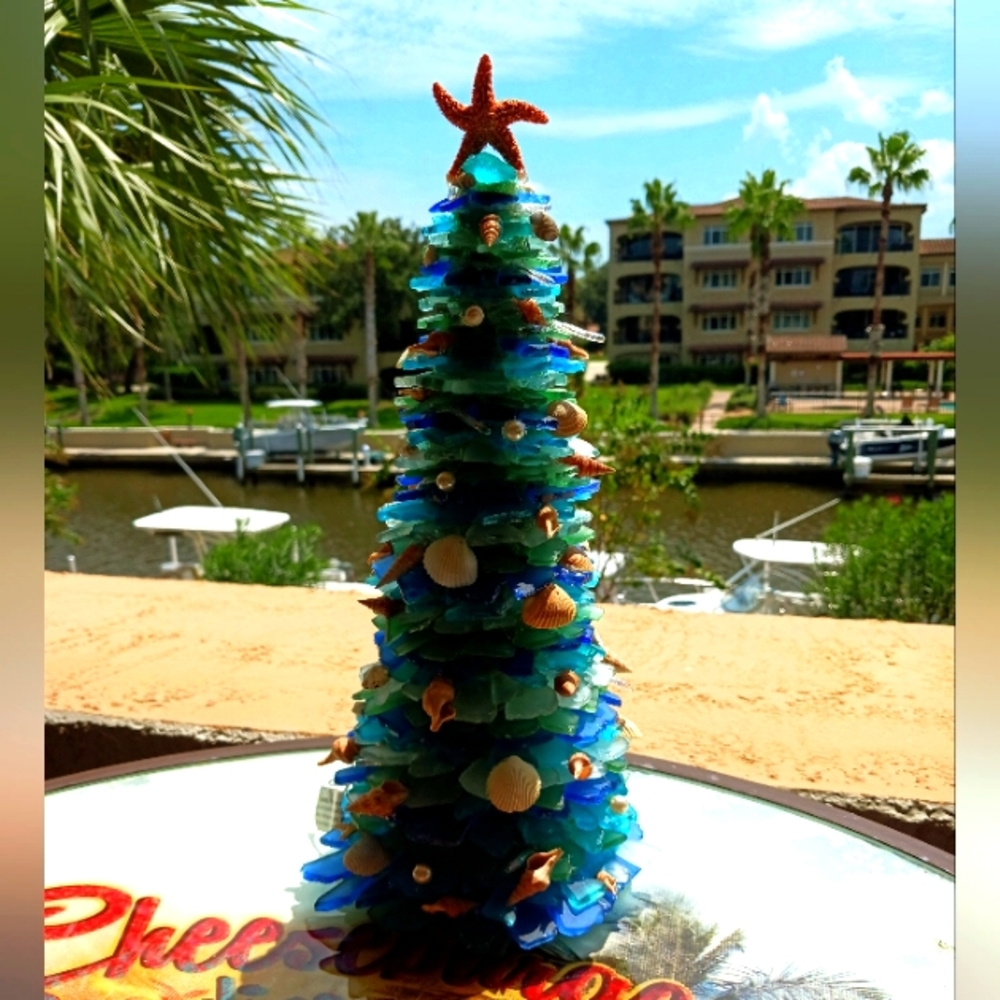 Sea Glass Christmas Tree w/Sugar Star fish